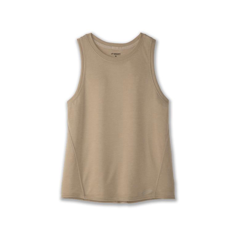 Brooks Distance - Womens Running Tank Top - Heather Oatmeal/Black (43671YPNF)